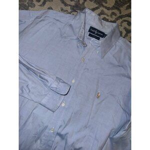 Ralph Lauren YARMOUTH blue long‎ sleeve button-down shirt, size 16 1/2-34